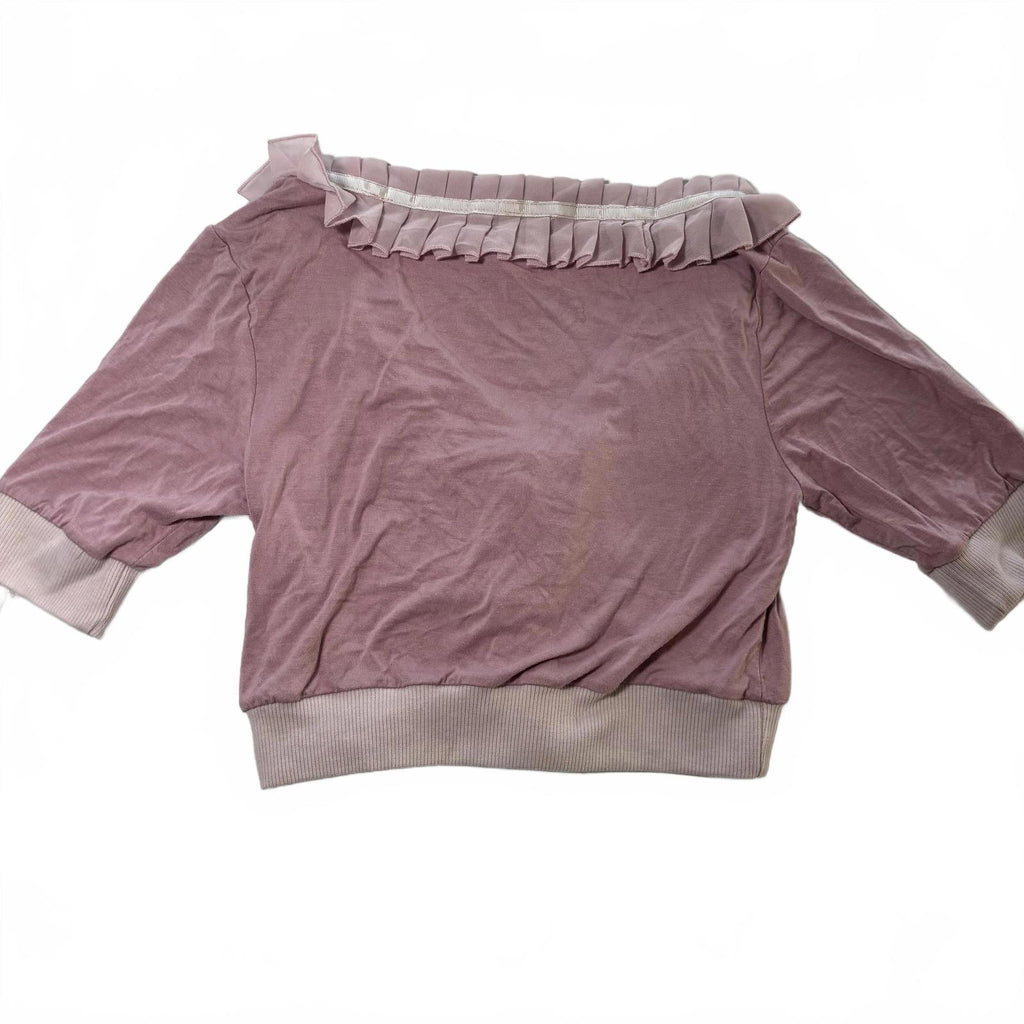 Spiral Small Pink Ruffle Trim Cardigan Sweater - Come Sell Nearly Anything