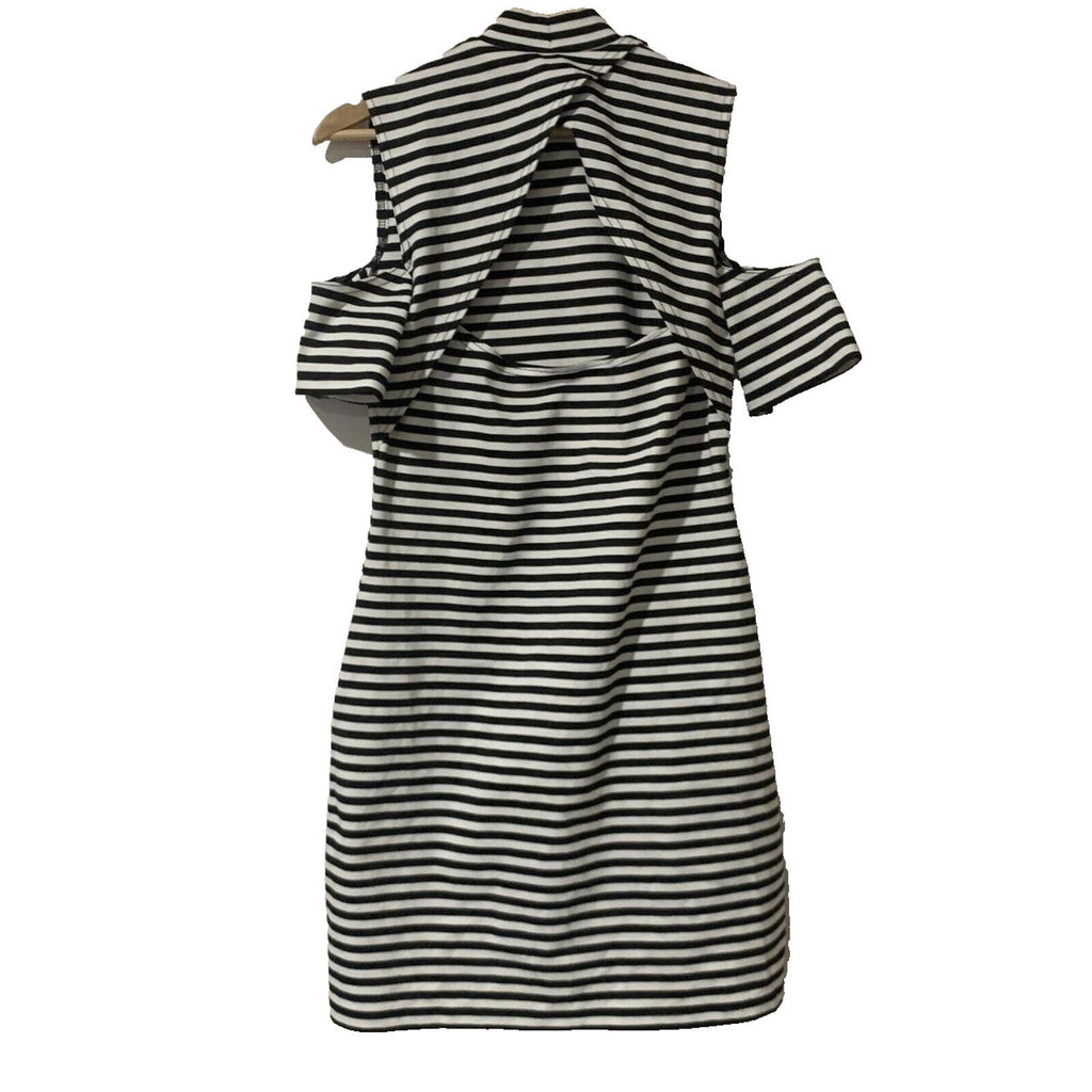 Bodycon Dress Open Shoulder & Back Guess Womens Black White Striped Size L - Come Sell Nearly Anything