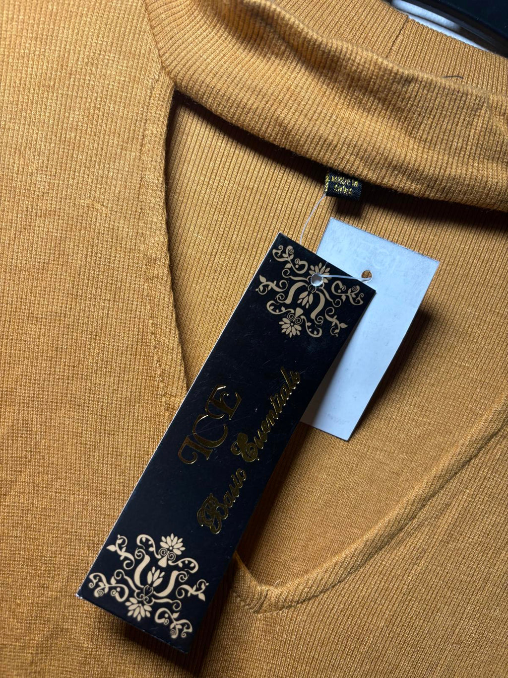 ICE Mustard Long Sleeve Calf Length Dress with Keyhole Detail, Size L BNWT - Come Sell Nearly Anything