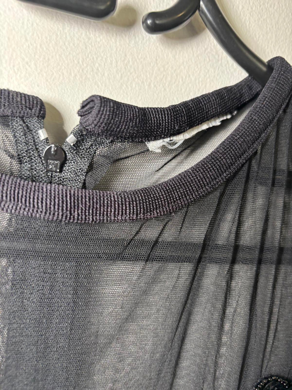 Elegant Black Long Sleeve Dress with Beaded Embellishments, Size M - Come Sell Nearly Anything