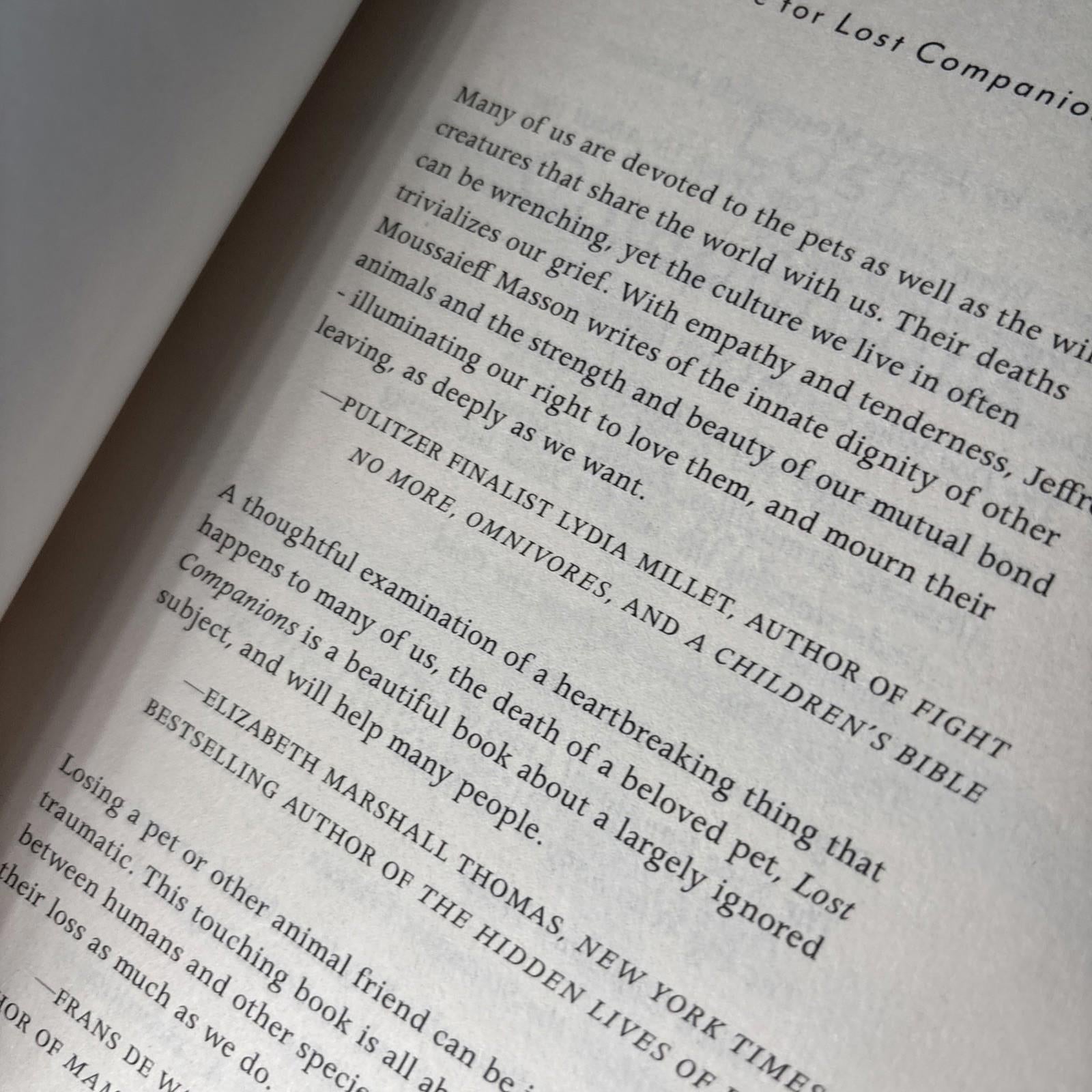 Lost Companions: Reflections on the Death of Pets by Jeffrey Moussaieff Masson ( - Come Sell Nearly Anything