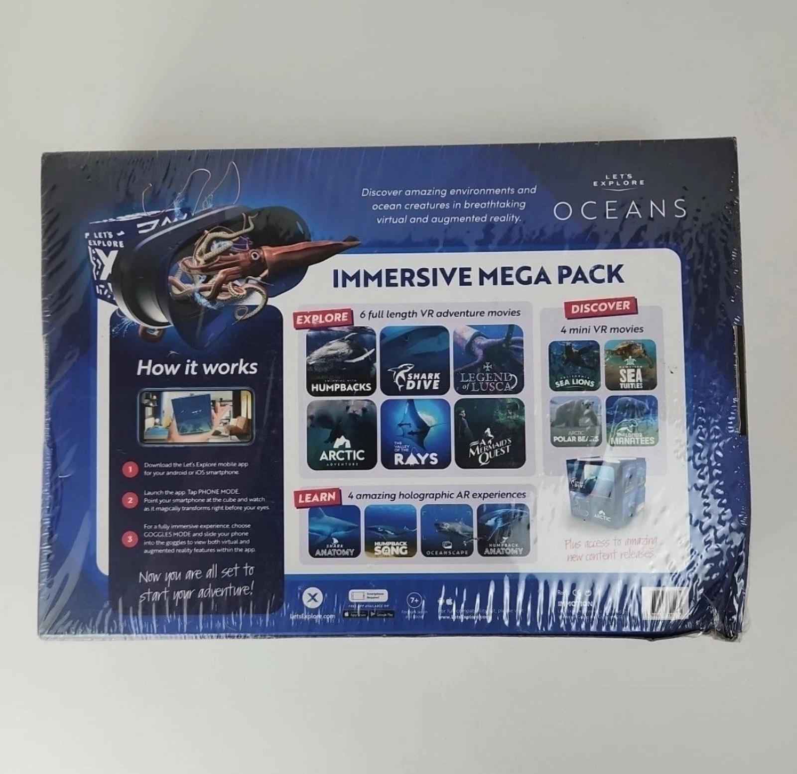 Let's Explore Oceans Immersive Mega Pack VR Headset Complete New In Box Open Box