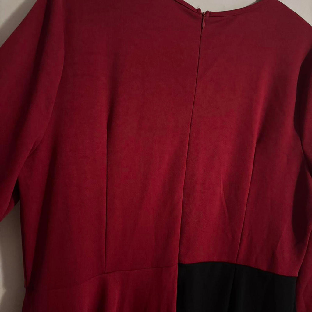 Women's Long Sleeve Colorblock Dress XL Burgundy Black #WomensFashion - Come Sell Nearly Anything
