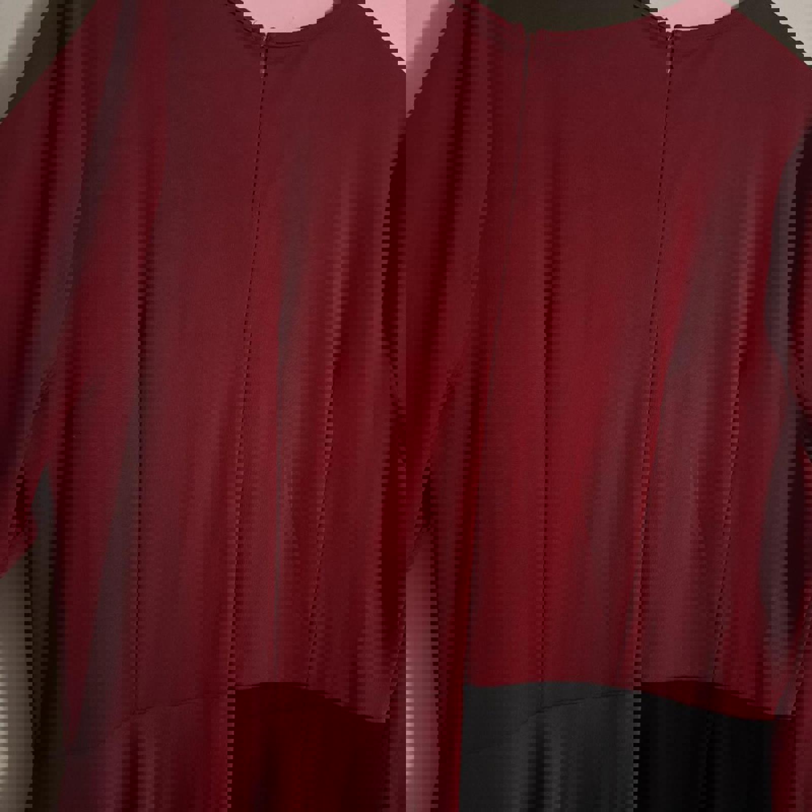 Women's Long Sleeve Colorblock Dress XL Burgundy Black #WomensFashion - Come Sell Nearly Anything