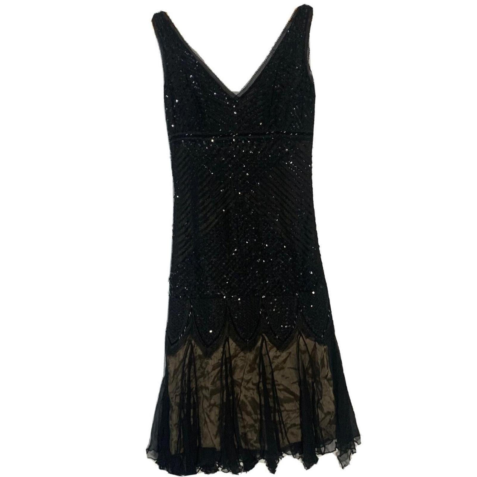 Menho Bondhu Womens Vintage Black Dress Size S Evening Sequin RRP $1199
