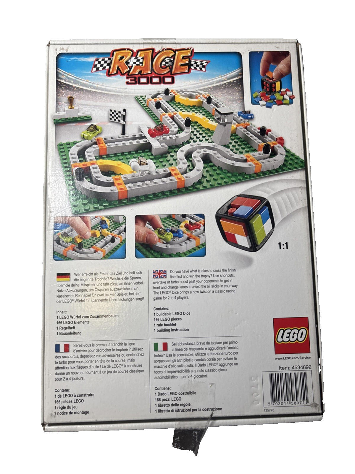 Lego Race 3000 Board Game 3839 Racing Track Complete w/Box & Manuals (Used).