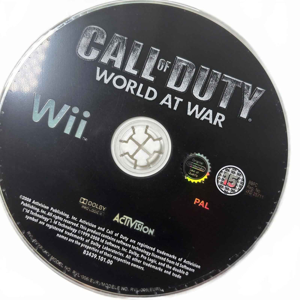 Call of Duty: World at War Nintendo Wii 2008 Shooter with Manual PAL VGC