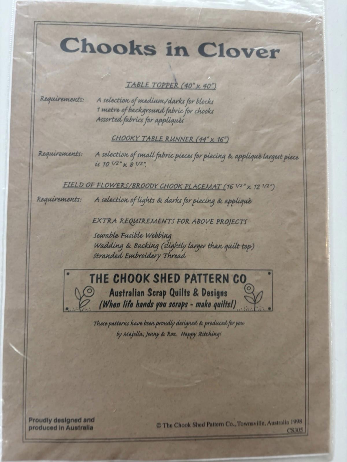 The Chook Shed - Chooks in Clover Patchwork Wall Hanger Sew Stitch Vintage Craft - Come Sell Nearly Anything