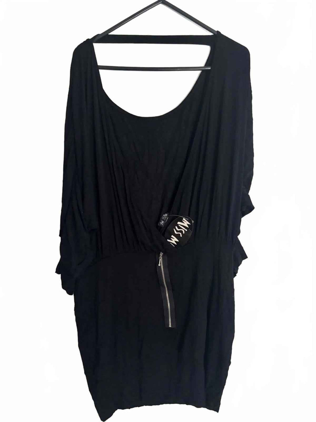 Miss Me Black Dress with Zipper Detail