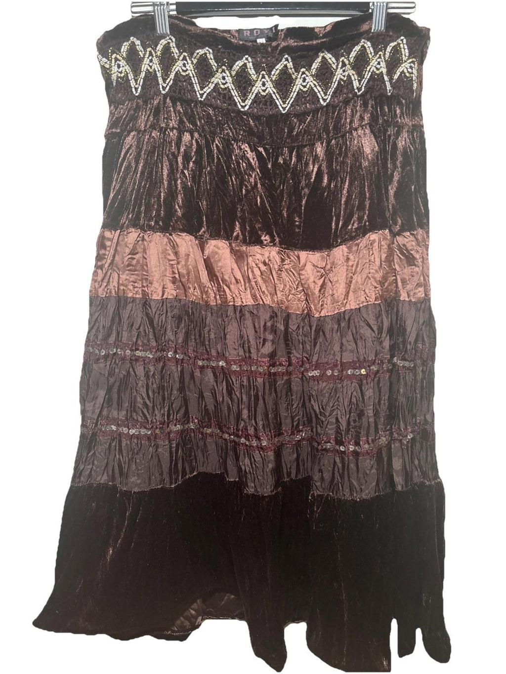 Layered Maxi Skirt  Roy In Multicolour Brown Shinny  Size 14 - Come Sell Nearly Anything