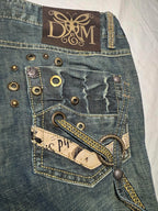 D&M Women's Boot Cut Jeans Size 30 Denim Stylish Eyelet Detail - Come Sell Nearly Anything