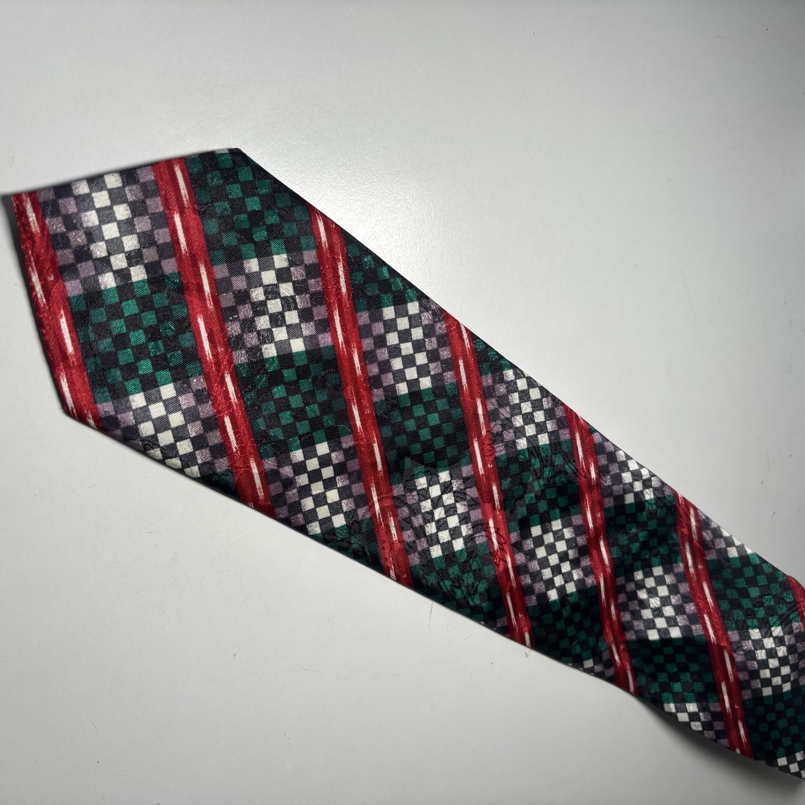 Gold City Men's Tie Red Green Checkered Pattern Trump