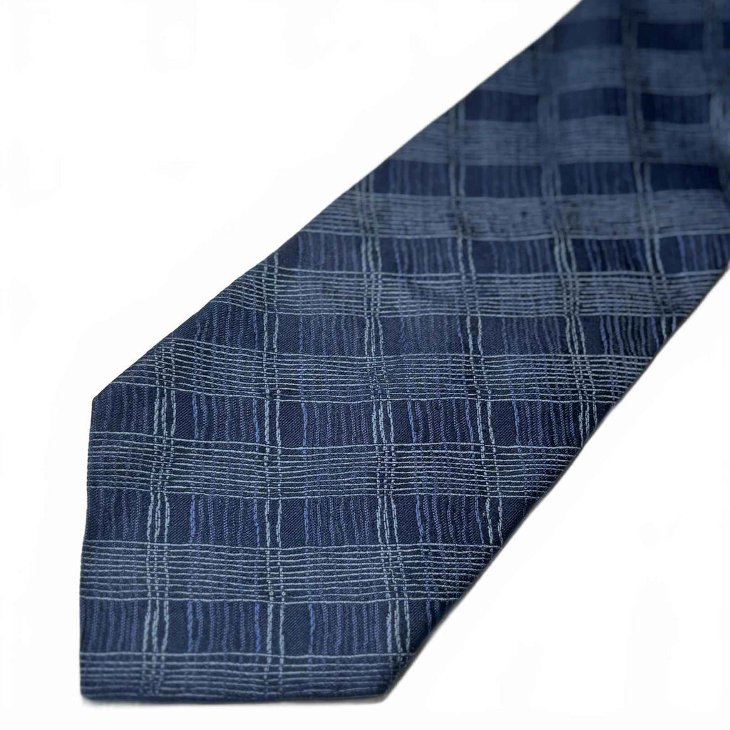 Fridays New York Men's Blue Patterned Tie Classic Diamond Check