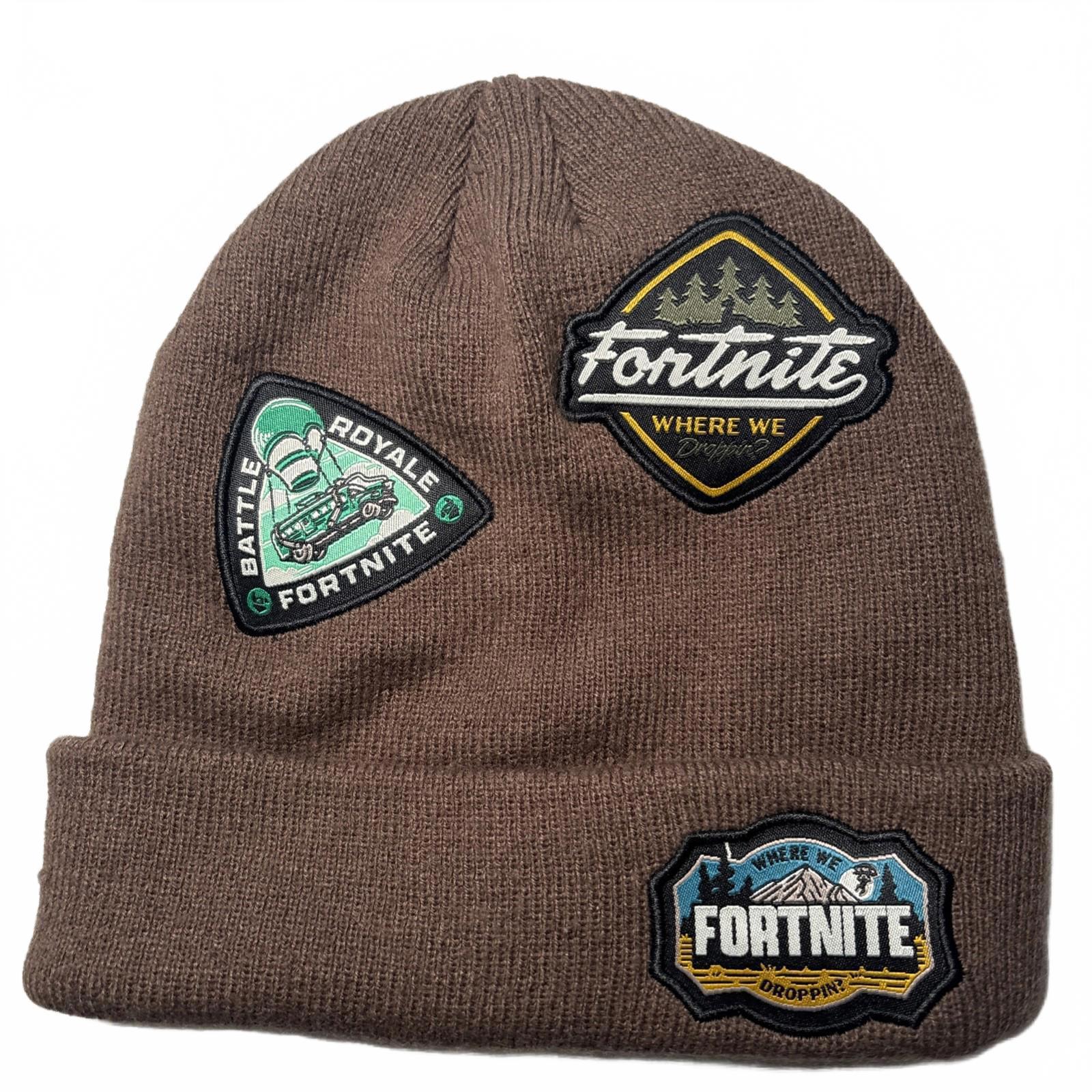 Fortnite Beanie Hat Brown One Size 55cm Knit Winter Casual