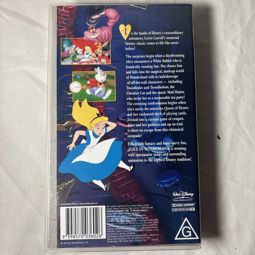 Alice In Wonderland (G) VHS Video Tape Pal Walt Disney Oz Seller