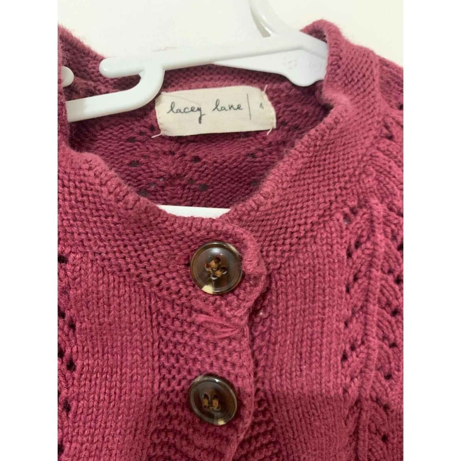 Lacey Lane 2 button jacket Maroon Knit Size 4.