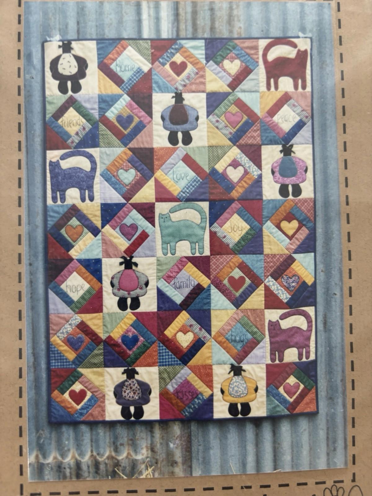 The Chook Shed - Love is - Patchwork Wall Hanger Sew Stitch Vintage Craft - Come Sell Nearly Anything