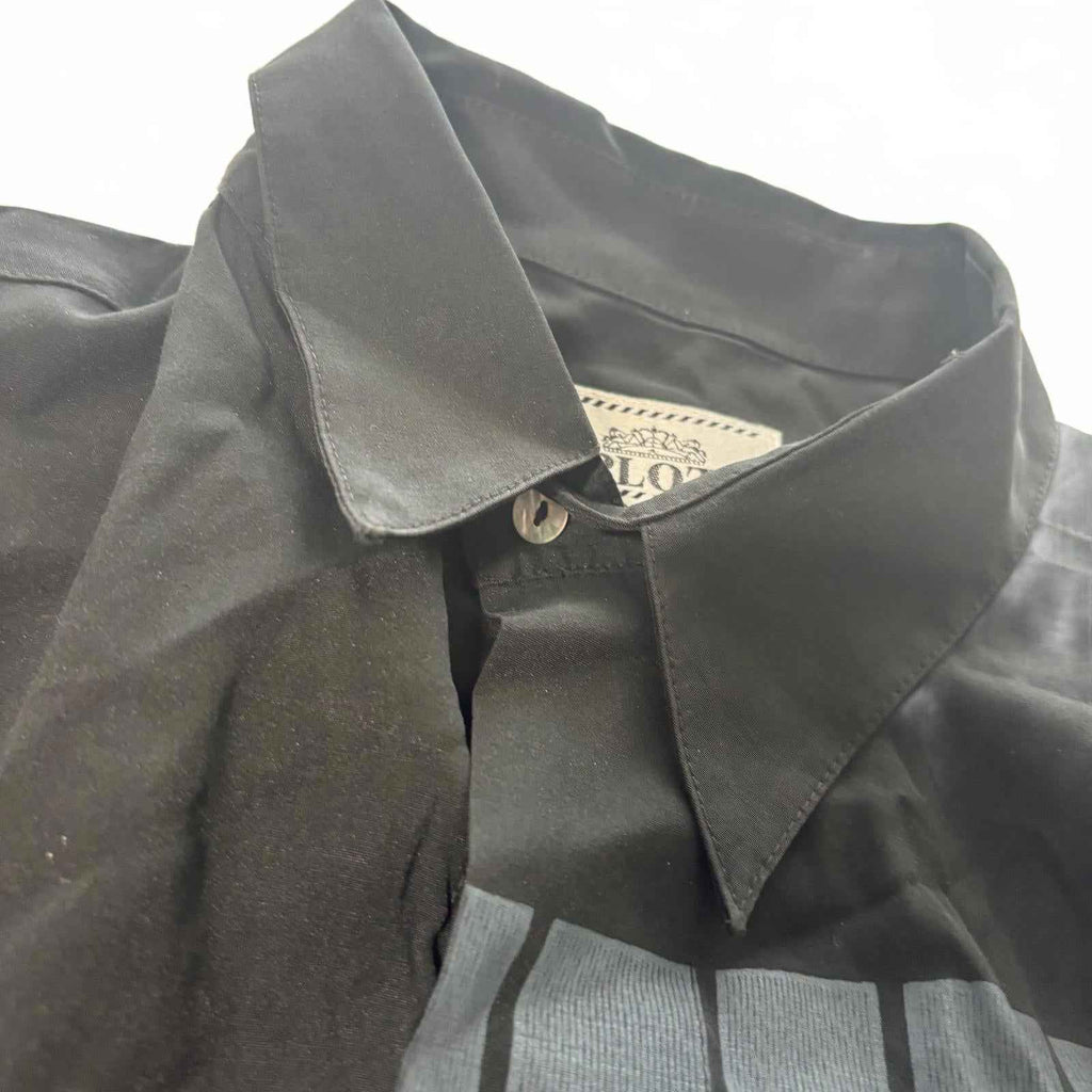 Plot Large Black Long Sleeve Vintage Shirt with Graphic Print