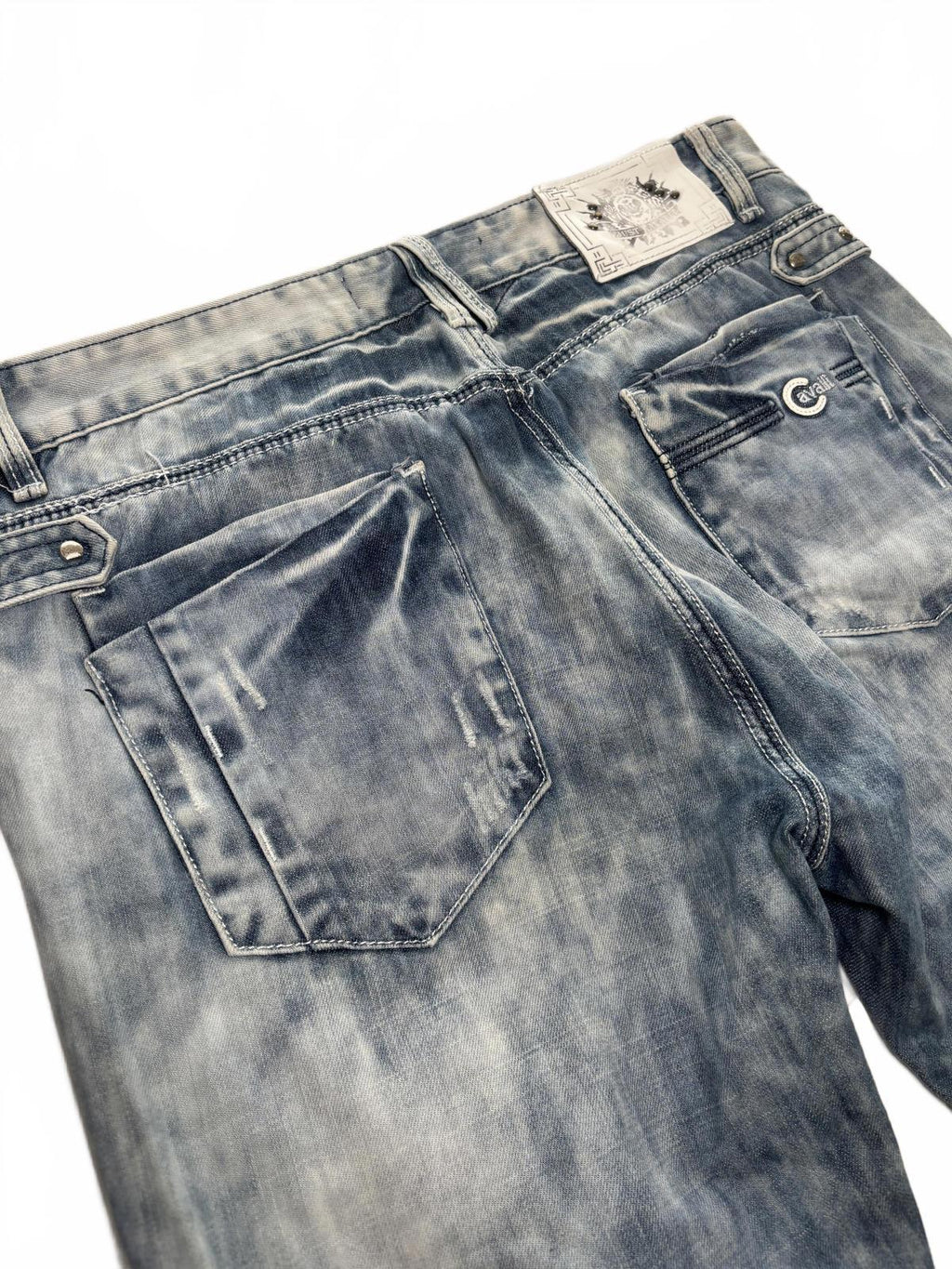 Just Cavalli Men's Straight Leg Jeans Size 31 Vintage Washed Denim Double Pocket