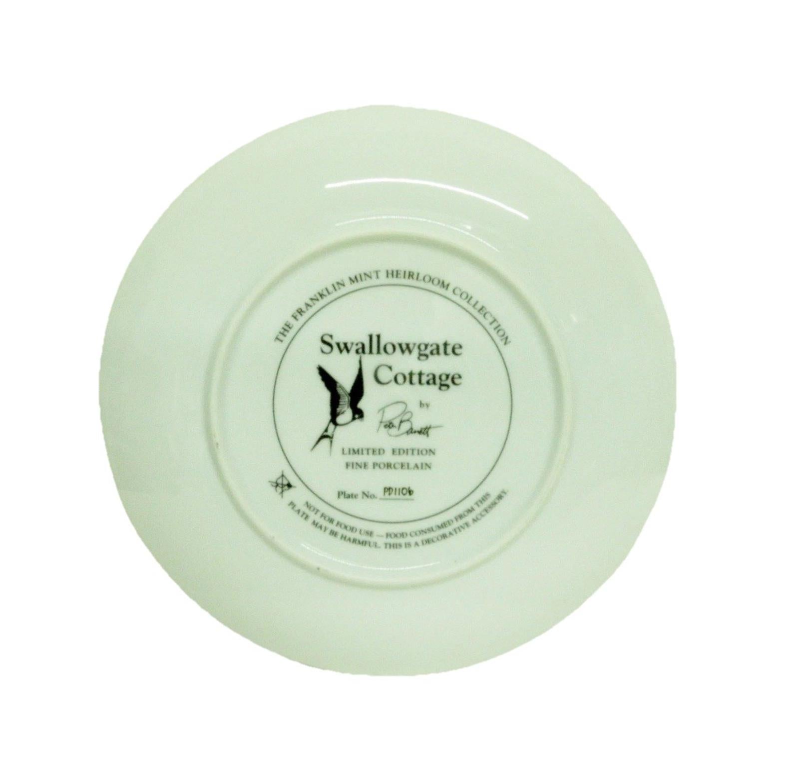 Franklin Mint collector plate Swallowgate Cottage vgc (8 1/8") by Peter Barnett