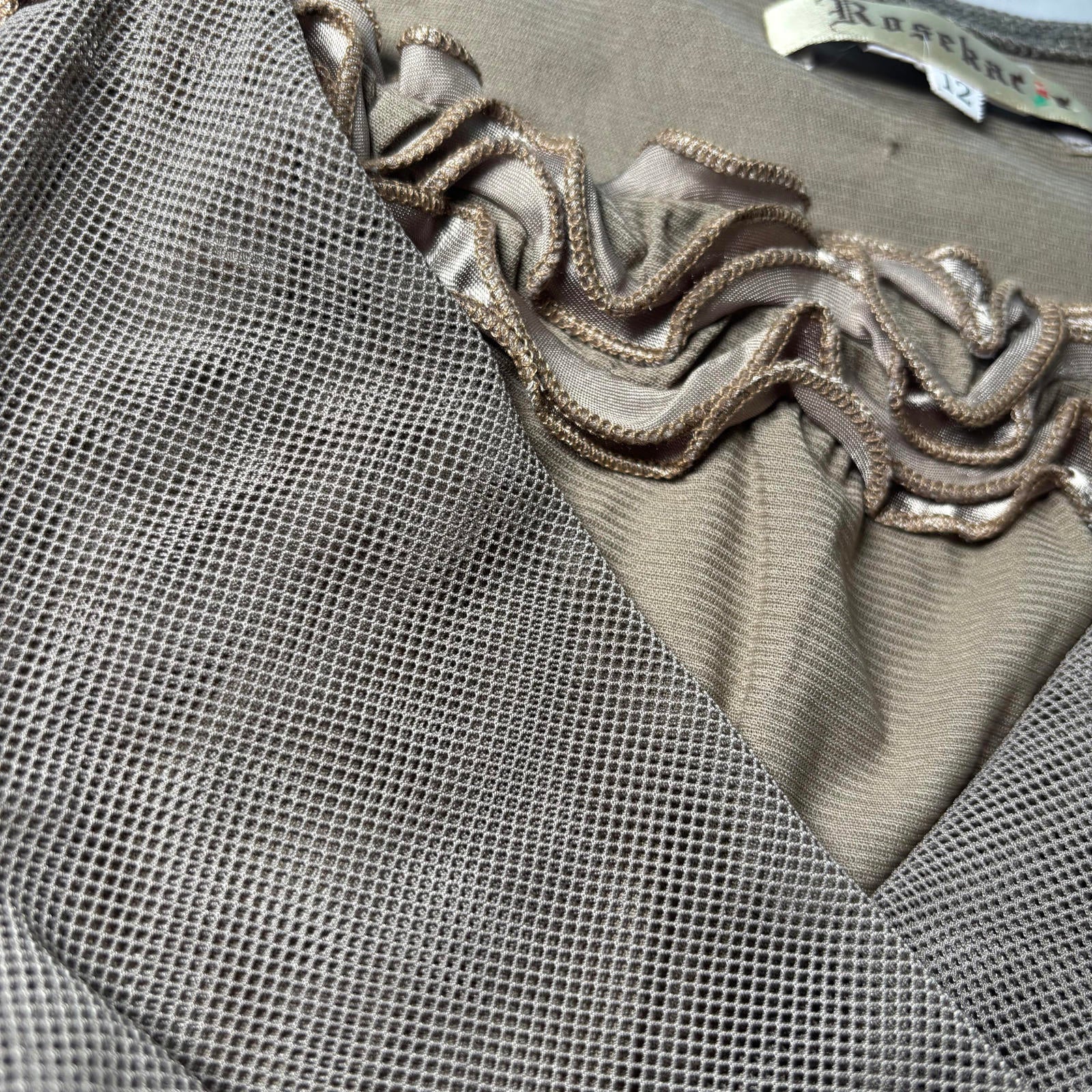 Rosekar Women's Long Sleeve Top Size 12 Mesh Ruffle Detail - Come Sell Nearly Anything