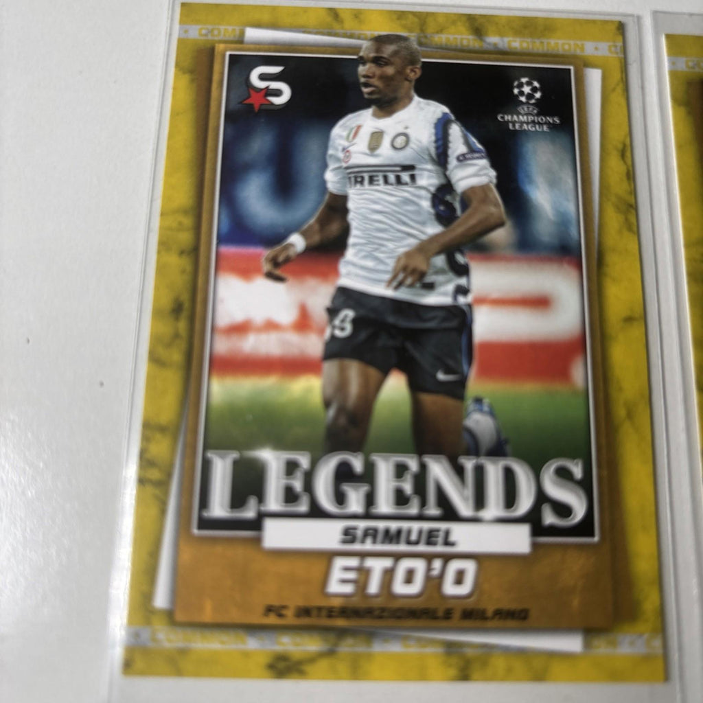 2022-23 Topps UEFA Superstars Samuel Eto'o Common Yellow #200 +  Action Image