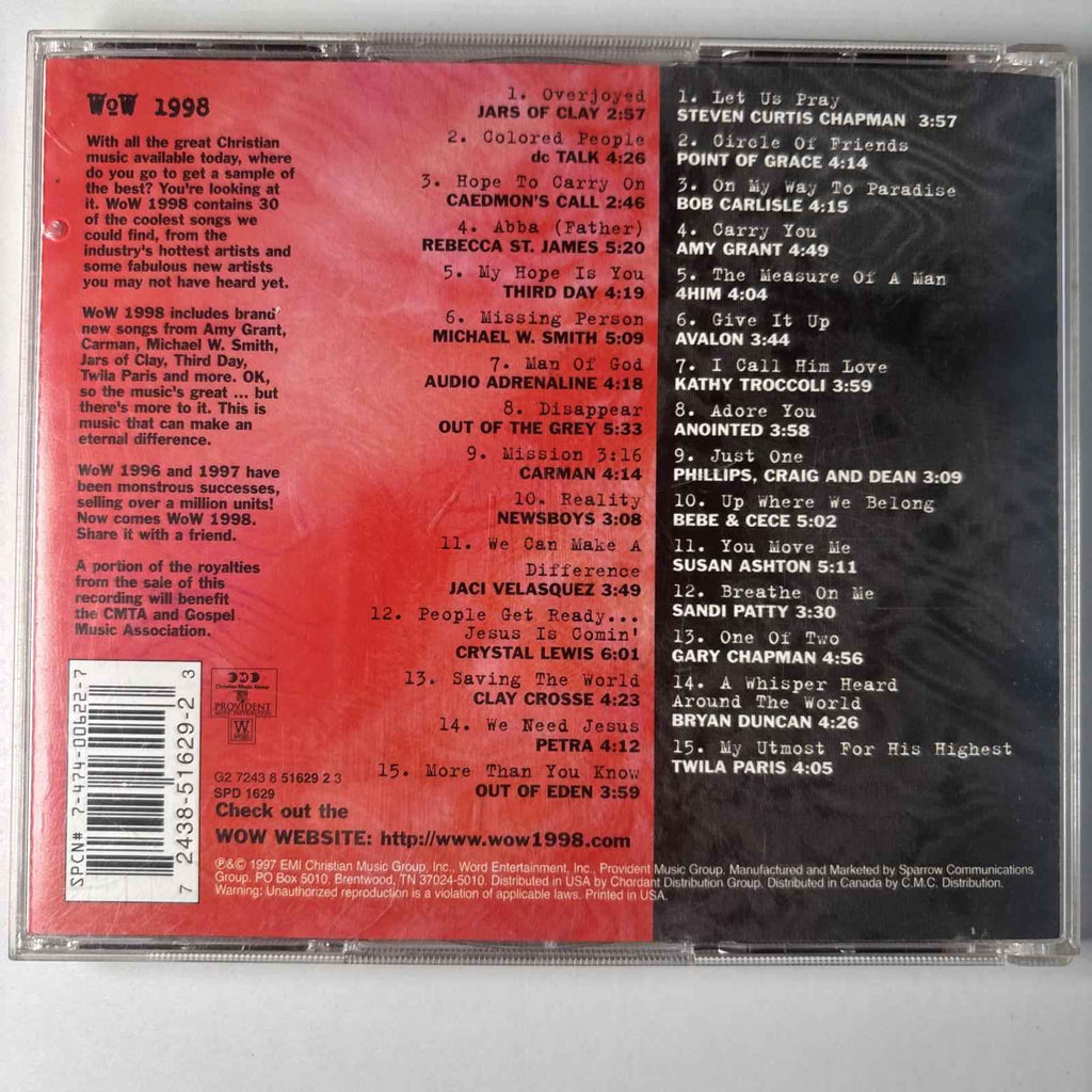 WOW 1998: 30 Top Christian Artists & Songs by Various Artists (CD, 1997)