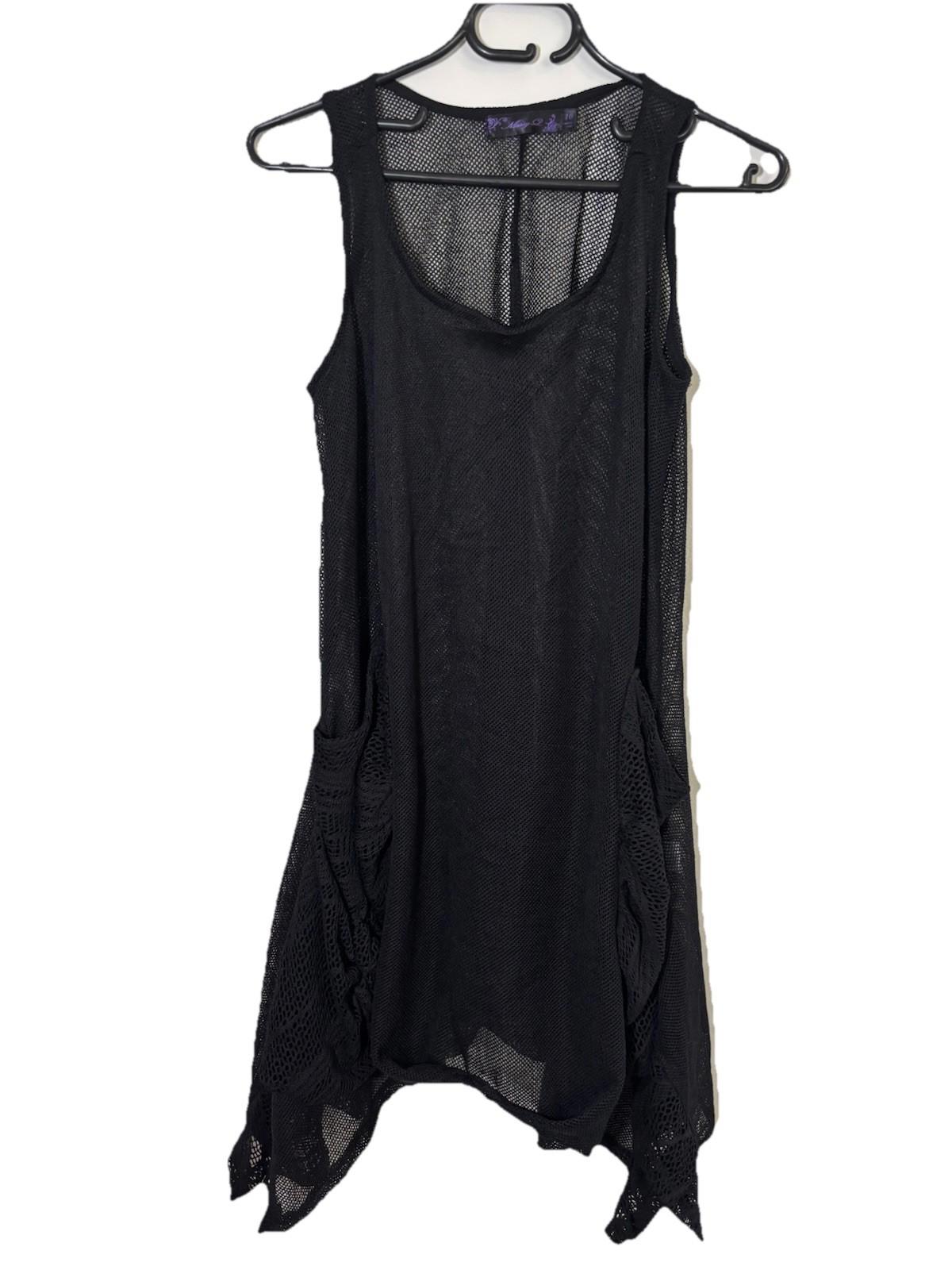 Vintage 90s-Style Missy Q Sheer Black Polyester Blouse Long Stretch top - S 10 - Come Sell Nearly Anything