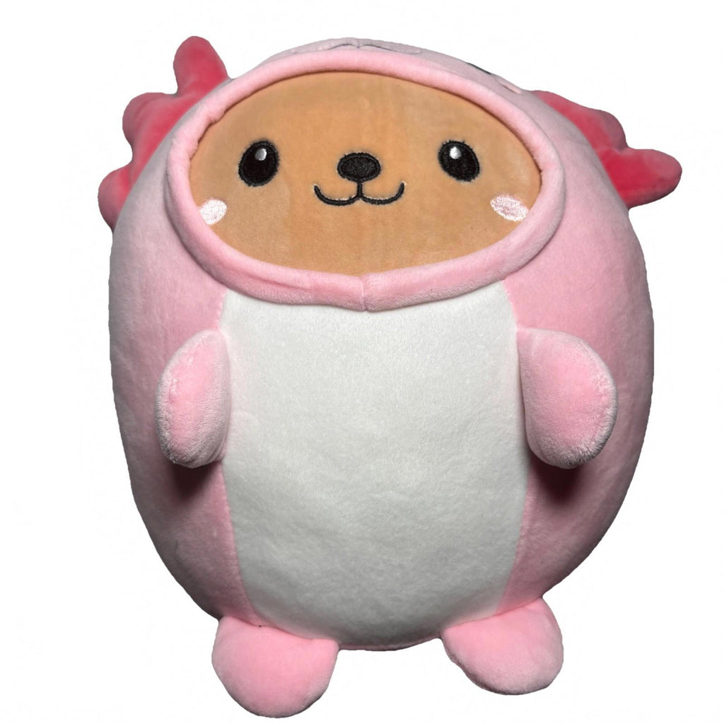Smooshy Smoochy Pals Teddy Bear Pink Axolotl Costume Fake Squishmallow 12”