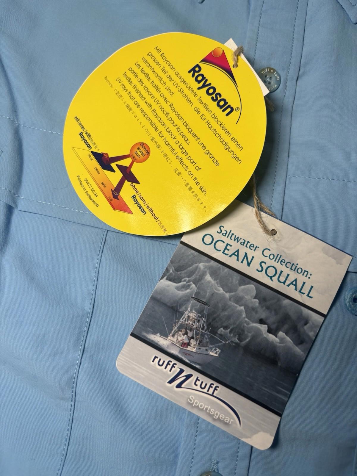 Ruff N Men’s Off Shore Rayosan UV Protection Fishing LS Shirt, Blue, XLarge BNWT - Come Sell Nearly Anything