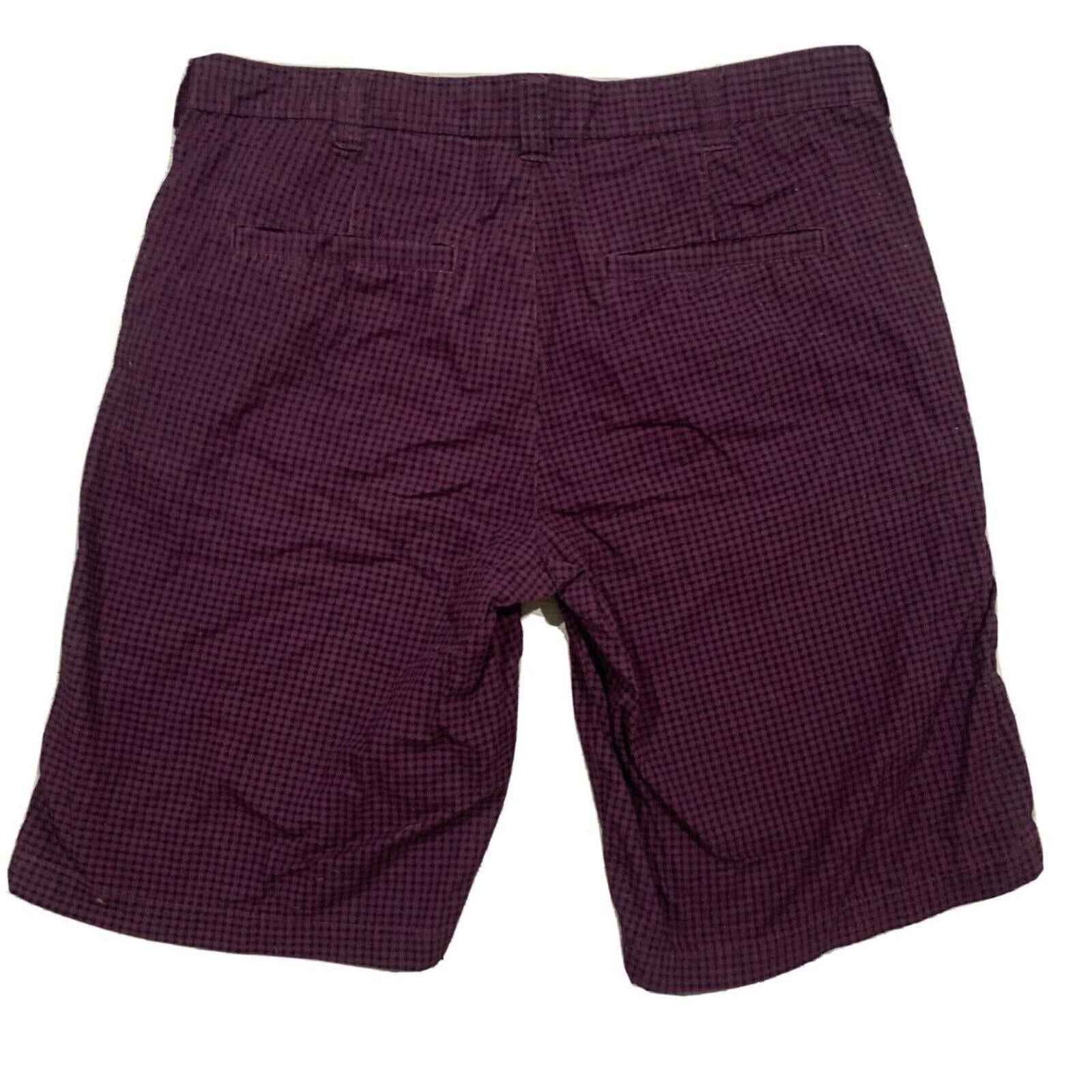 Giordano Mens Shorts Size 38 Purple Check Pri T Chino Pockets Casual