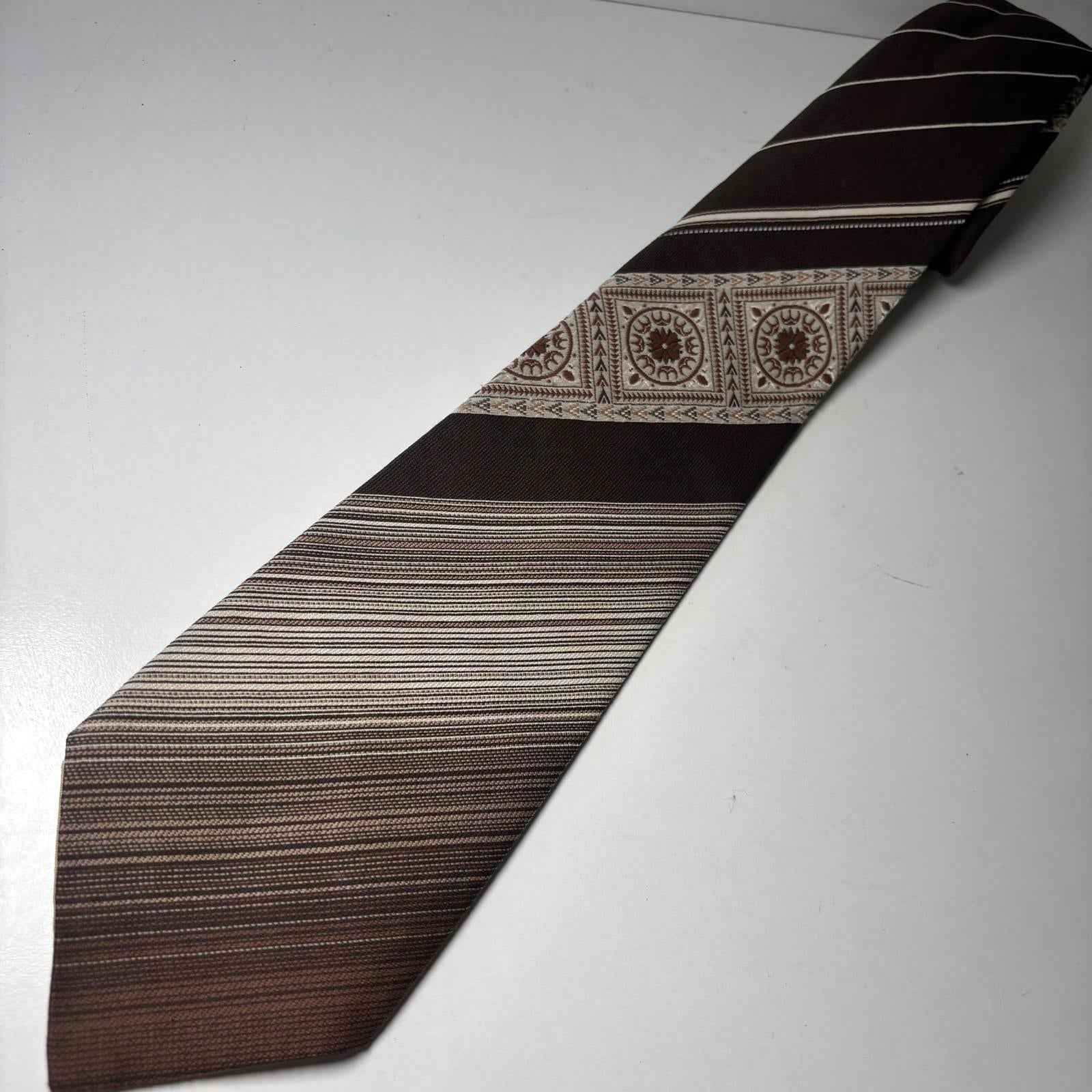 Vintage Hunter Brown Patterned Men's Polyester Tie