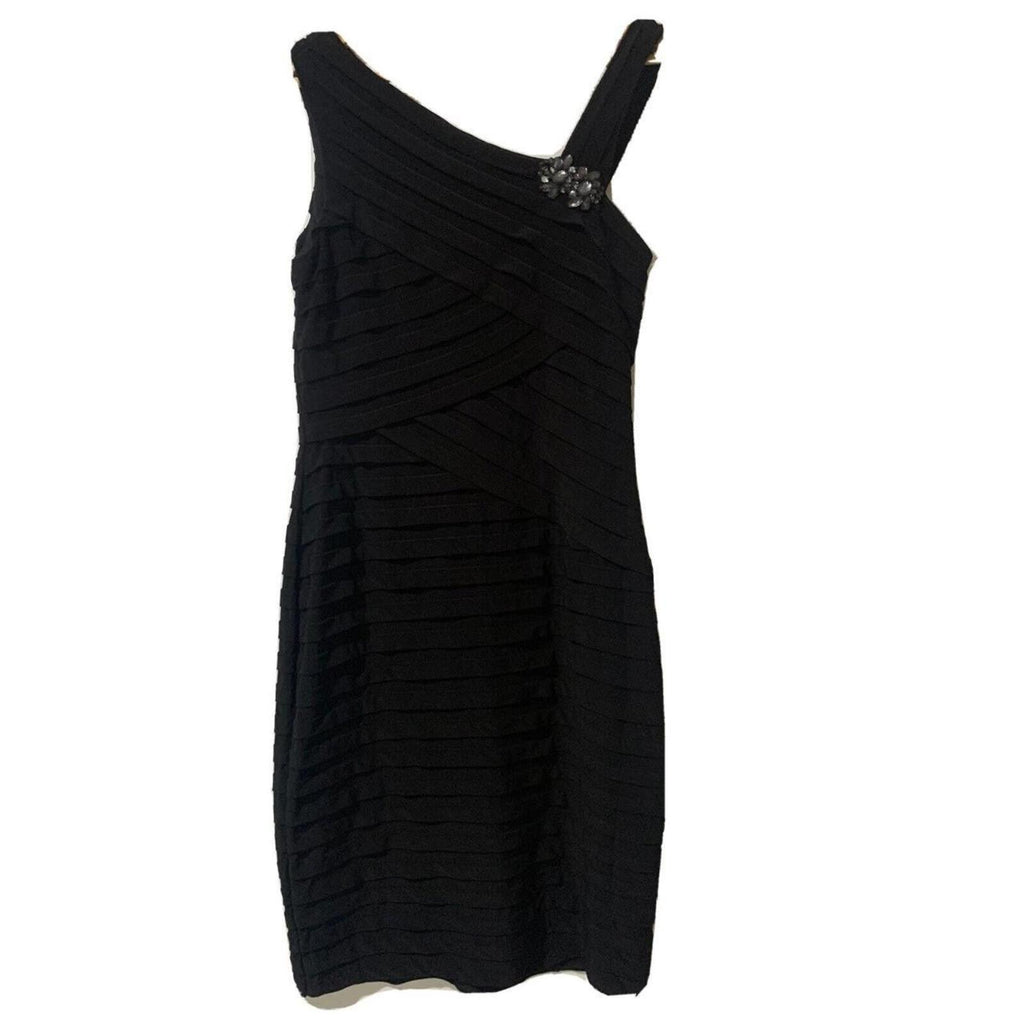 Jordan Women's One Shoulder Black Dress Size 12 Elegant Evening Wear - Come Sell Nearly Anything