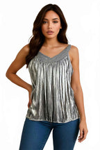 Valleygirl Silver Metallic Sleeveless Top Size M #Womenswear #Tops #Sleeveless