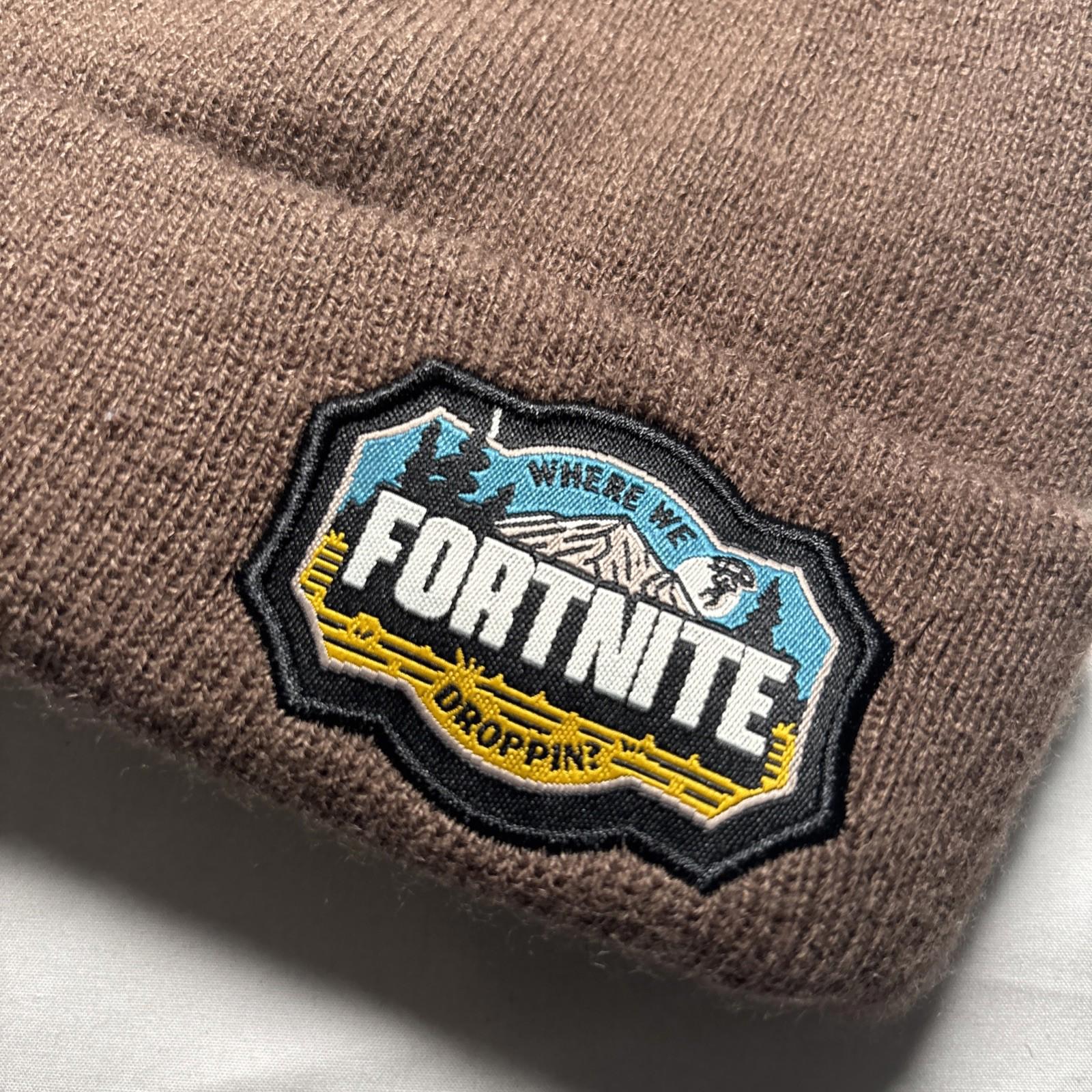 Fortnite Beanie Hat Brown One Size 55cm Knit Winter Casual