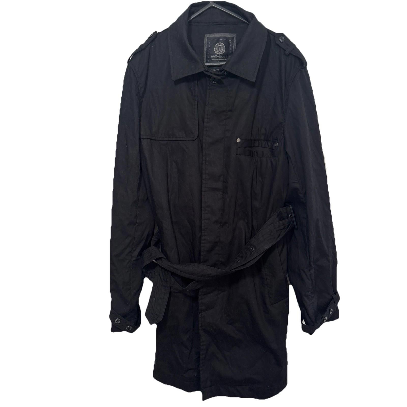 David and Goliath Men’s Size Large Trench Coat Jacket Vintage Y2K Size L - Come Sell Nearly Anything