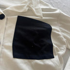 T.C.N Women's Long Sleeve Button-Down Dress Shirt - Black & White Colorblock, XL - Come Sell Nearly Anything