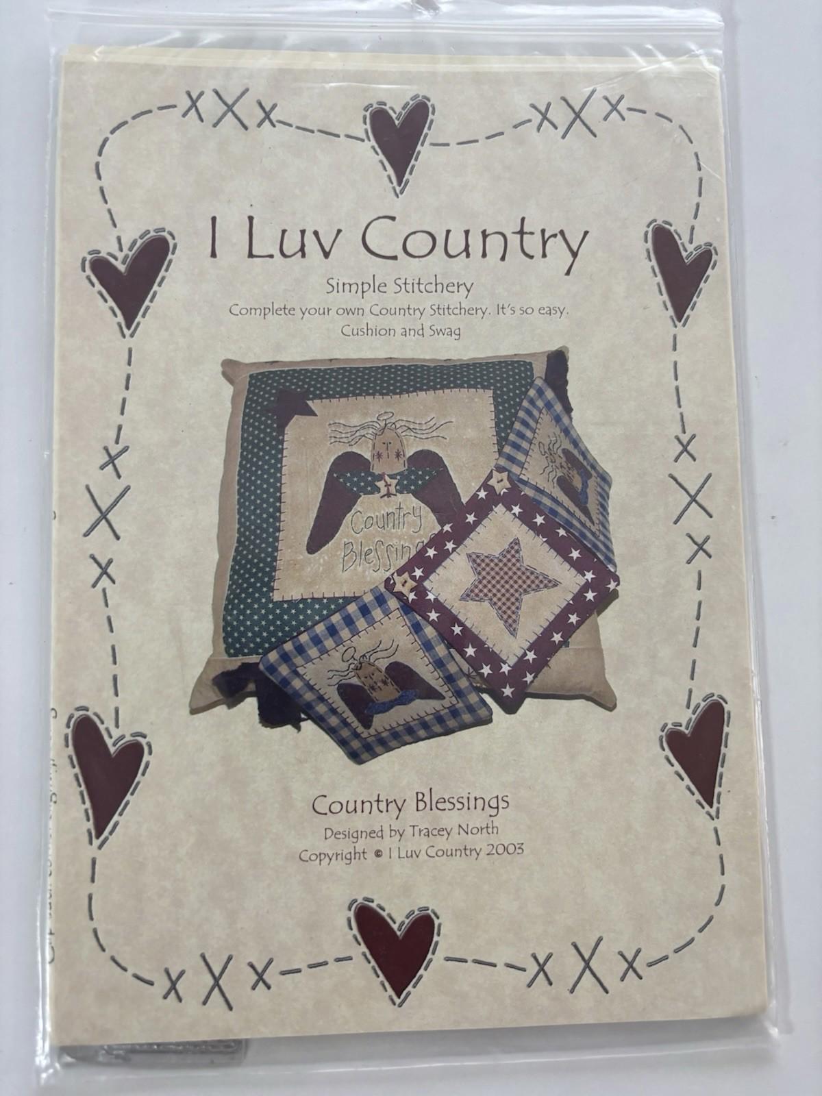 Country Blessings - I LUV Country Patchwork Cottagecore Simple Stitchery Patter - Come Sell Nearly Anything