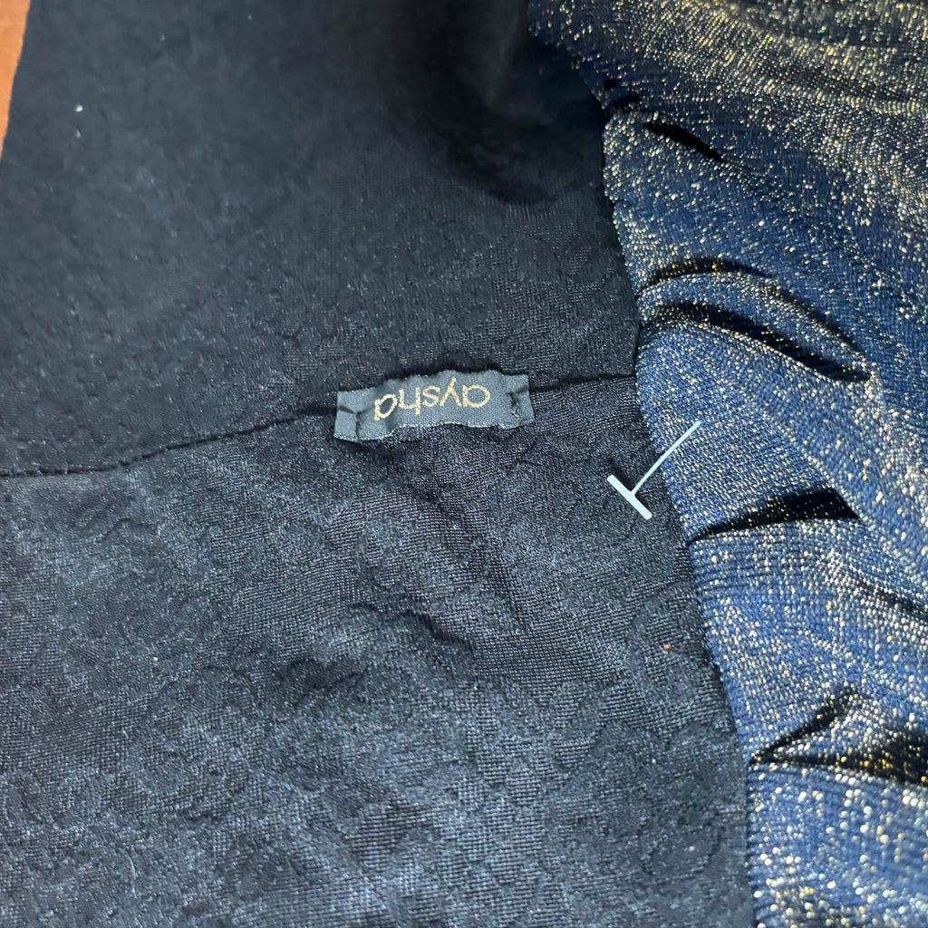 Women's Black and Metallic Elastic Waist Skirt with Anchor Patch VTG - Come Sell Nearly Anything