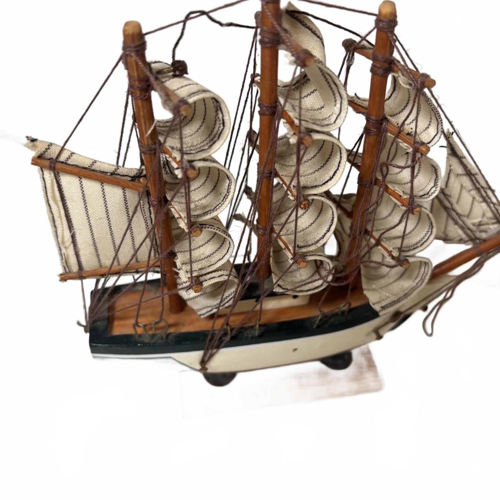 Handcrafted Wooden Nautical Decor Ship Model 17in