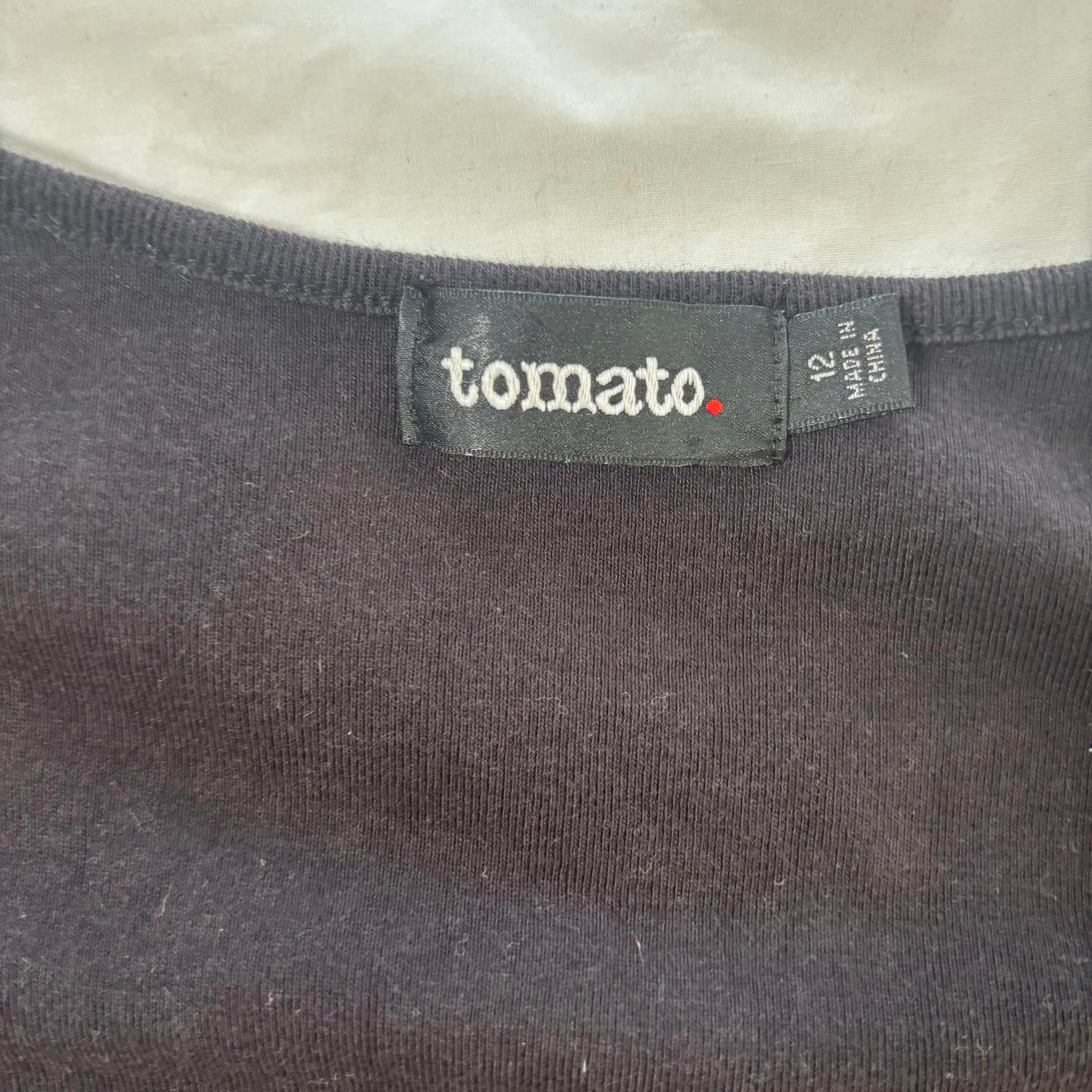 Tomato Women's Long Sleeve T-Shirt Size 12 Black Floral Vintage Design - Come Sell Nearly Anything