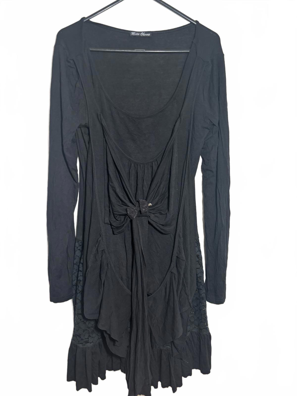 Black Long Sleeve Dress with Layered Bow Type Detail Vintage Miss Cheery - Come Sell Nearly Anything