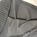 Elegant Black Pinstripe Long Sleeve Dress with White Collar and Belt - Size 40 - Come Sell Nearly Anything