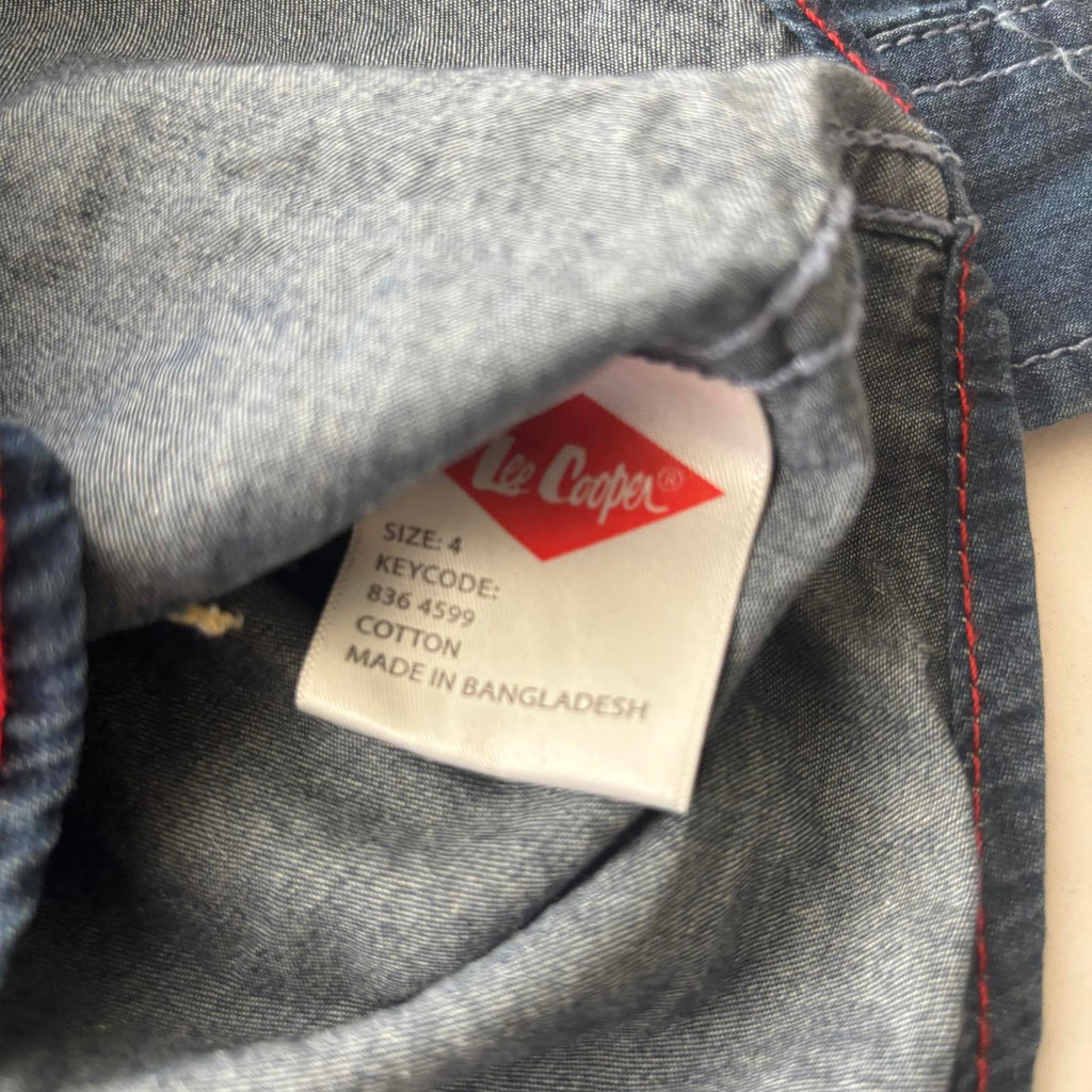 Lee Cooper Boys' Denim Shirt Size 4 Regular Fit