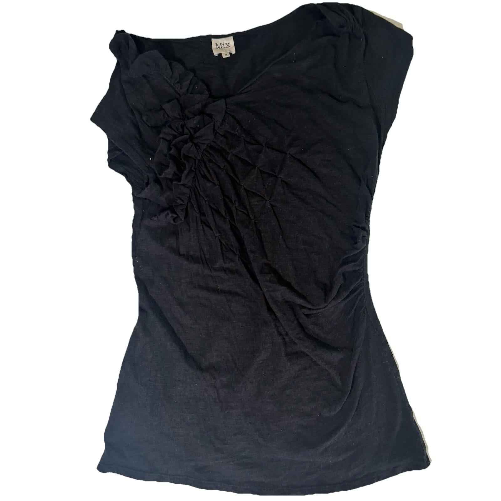 Vtg 80s 90s Black Blank Tank Top Basic Plain Sleeveless MIX Medium