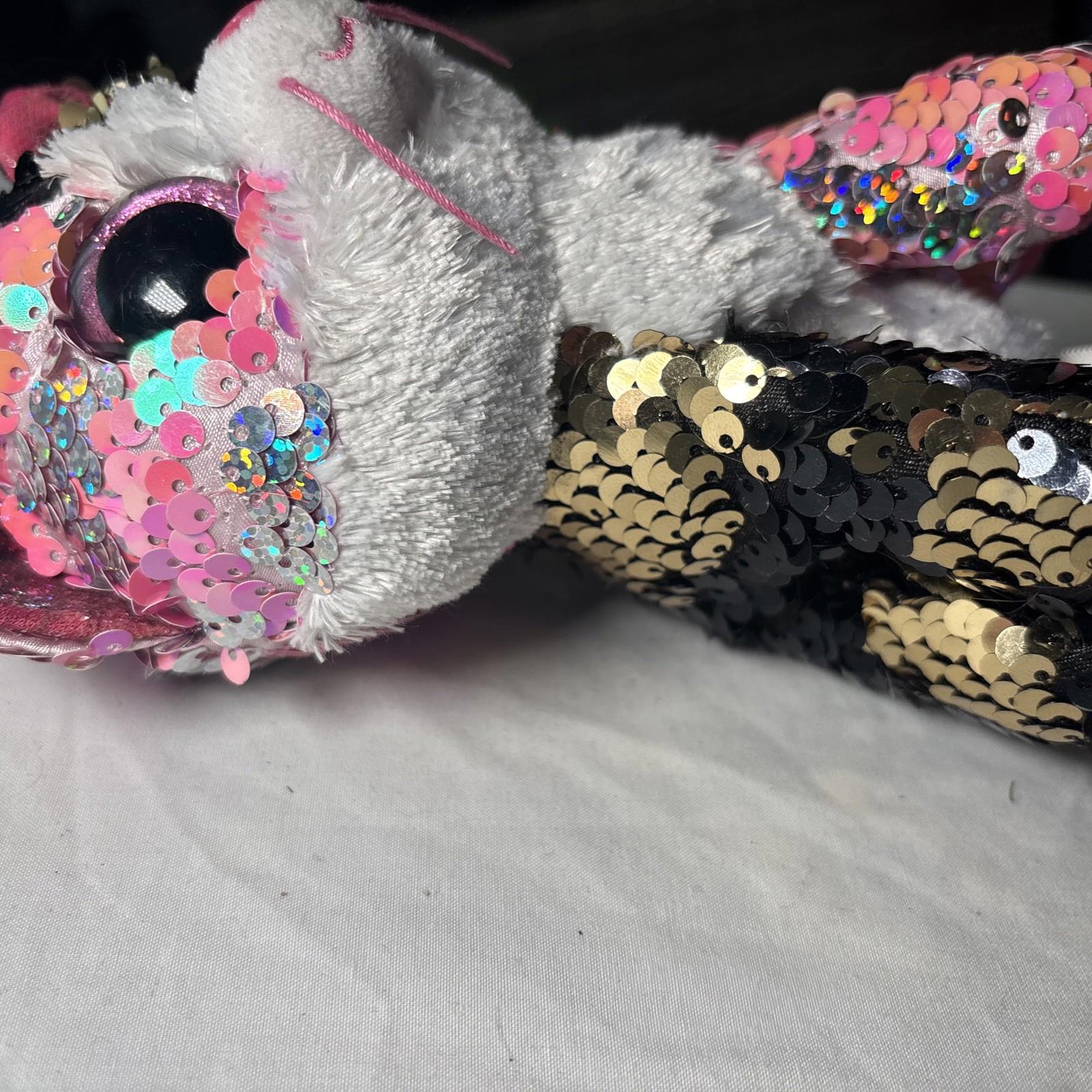 Ty Beanie Boos Flippables 6" MALIBU the Color Changing Sequins Cat Plush
