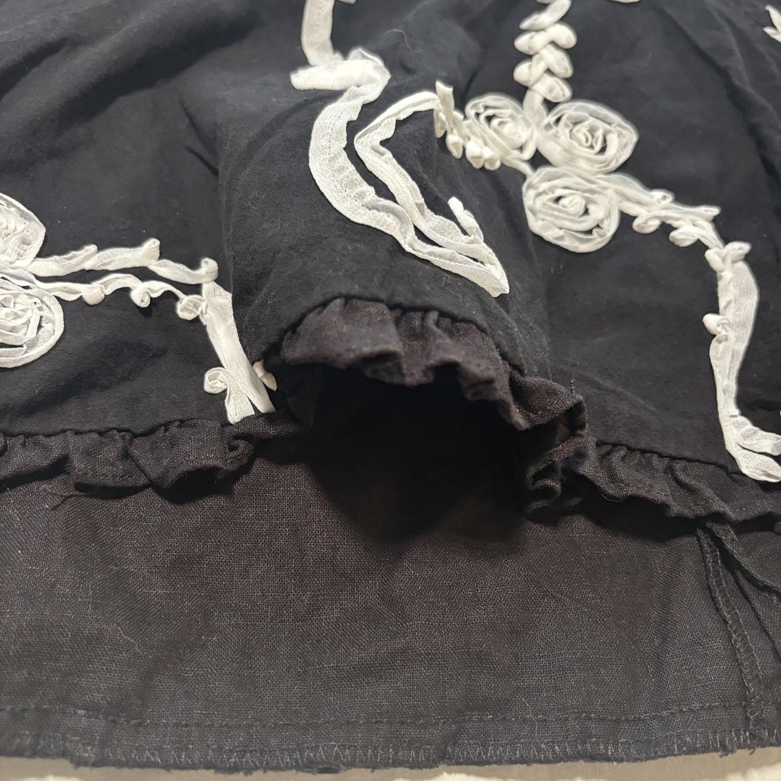 Country Belle Women's Black Linen Cotton Skirt Size 16 Vintage Style