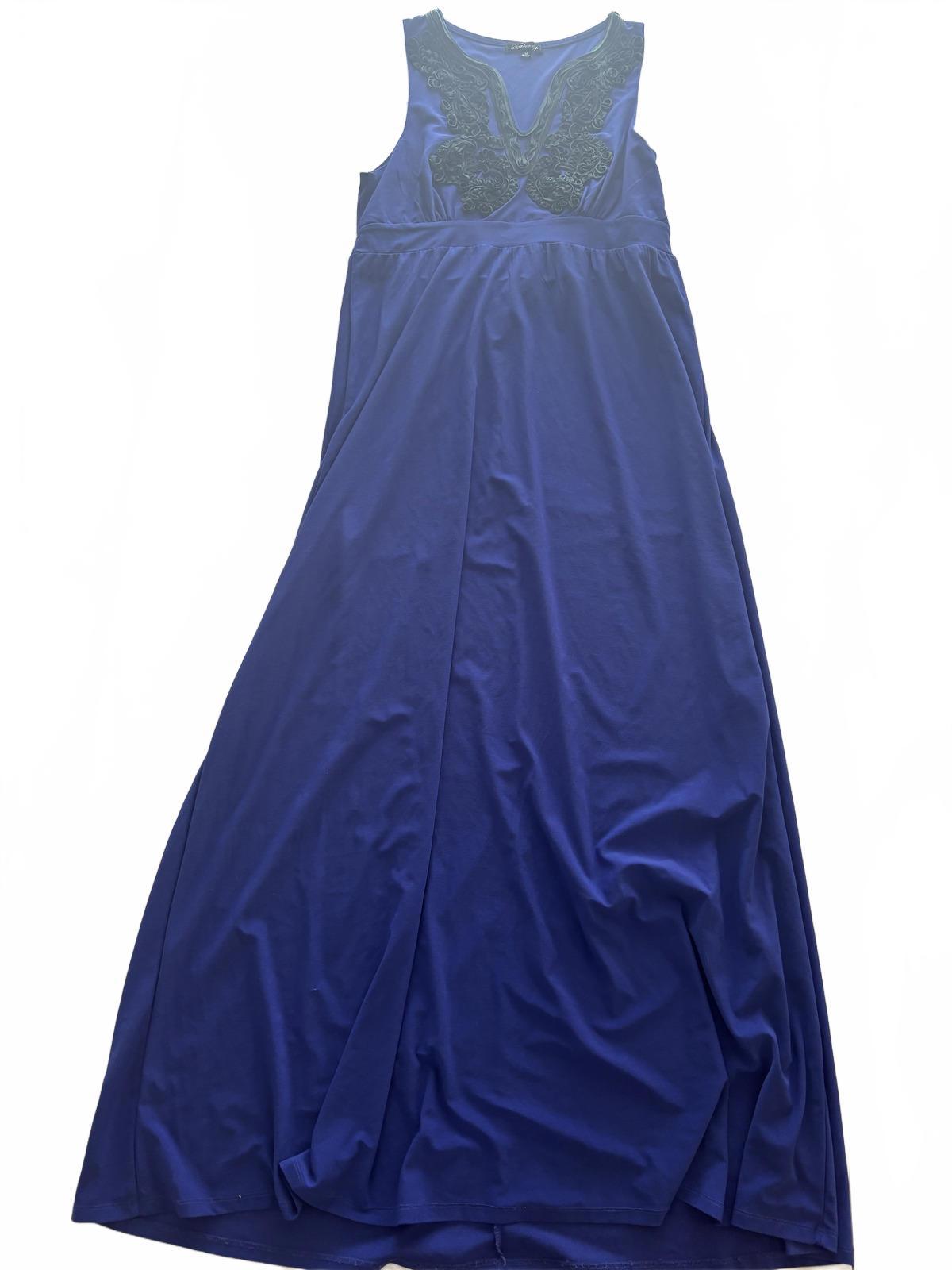 Teaberry Women's Maxi Dress Size 12 Blue Embroidered Detail - Come Sell Nearly Anything