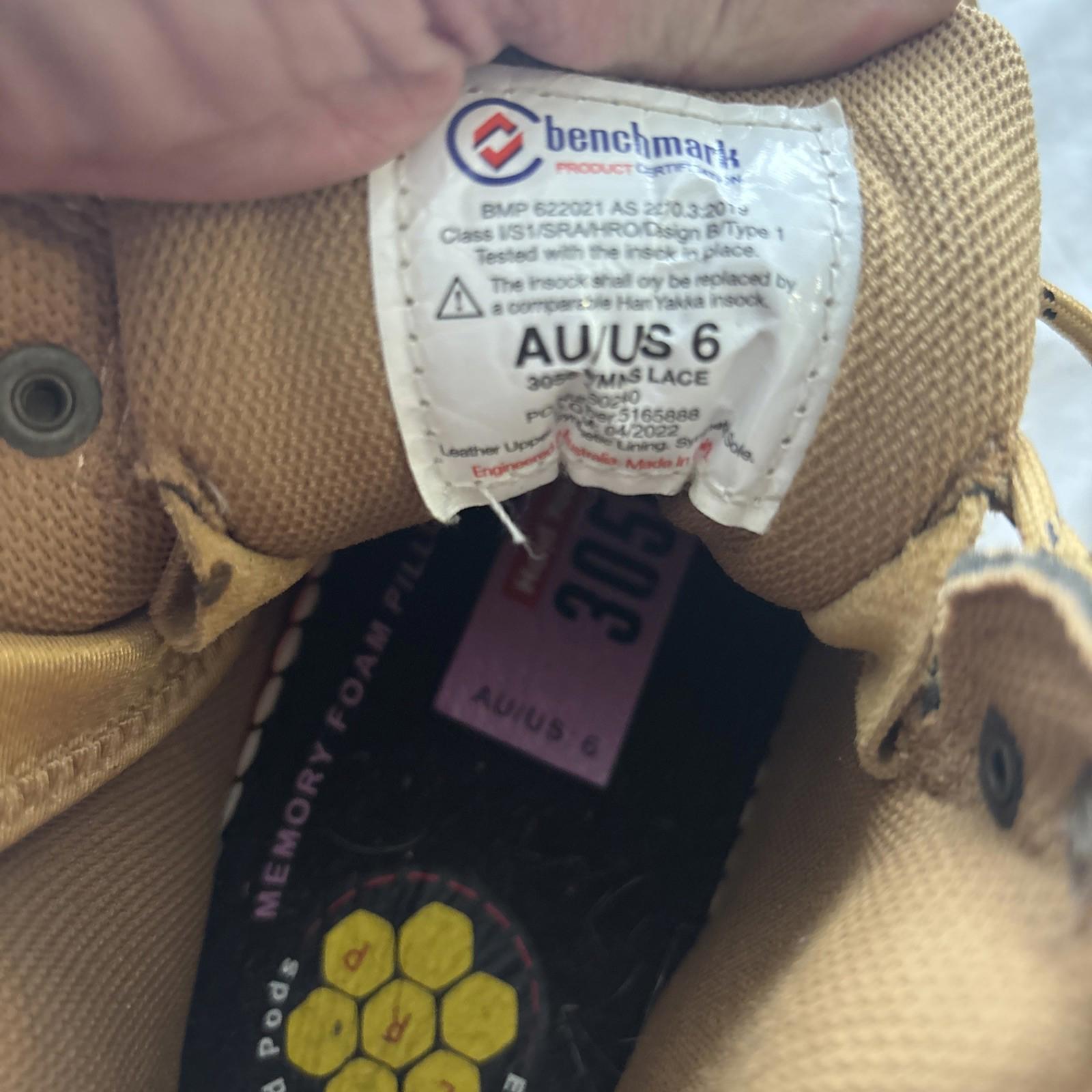 Hard Yakka 3056 Women's Work Boots. 6.5 Steel Cap Safety Wheat Lace Zip Y60240