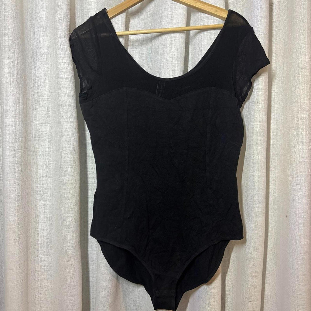 Black bodysuit Large JeansWest sheer sleeves and back, zipper at the back - Come Sell Nearly Anything
